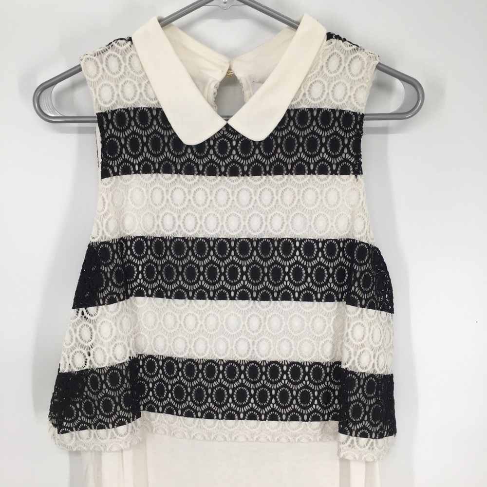 NEW! Elle Black & White Cropped Career Top - Picture 2 of 12
